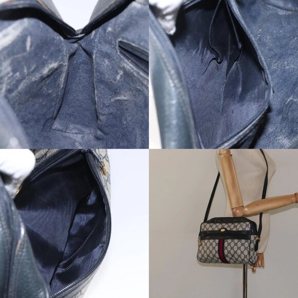 GUCCI GG Supreme Sherry Line Shoulder Bag PVC Navy Gold 14 02 005 Auth BA1764 - Picture 13 of 15